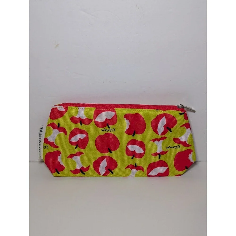 Clinique x Donald Robertson Apple Print Cosmetic Makeup Pouch